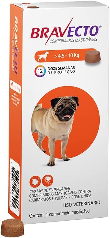 Bravecto 250mg Antipulgas e Carrapatos (4,5 a 10kg)