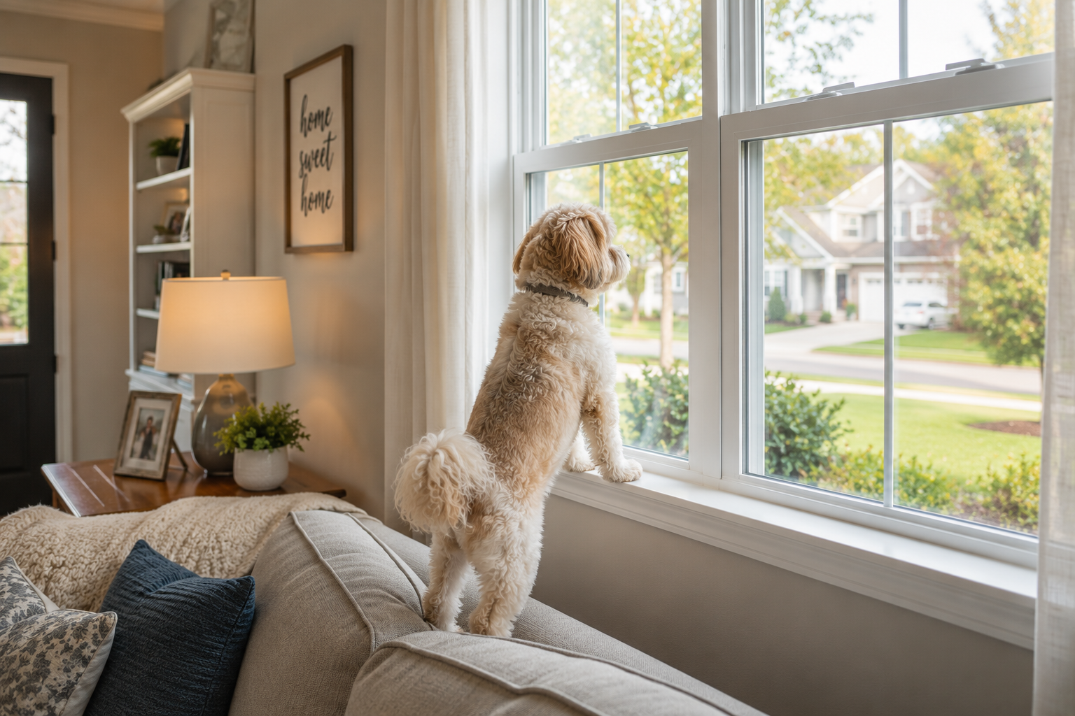 Comedouro automático liberando ração para cão em casa durante ausência do tutor