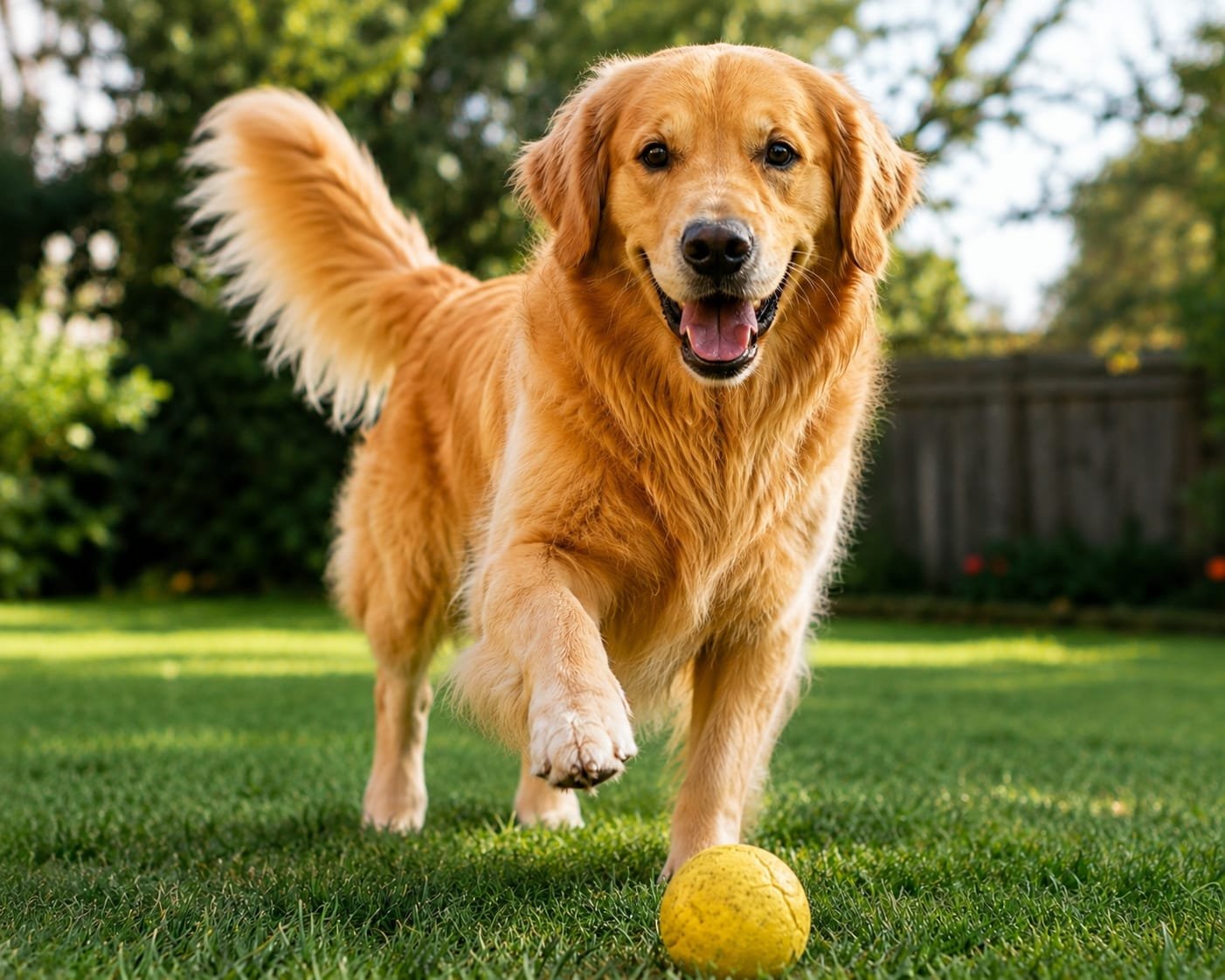 Golden Retriever nadando em lago